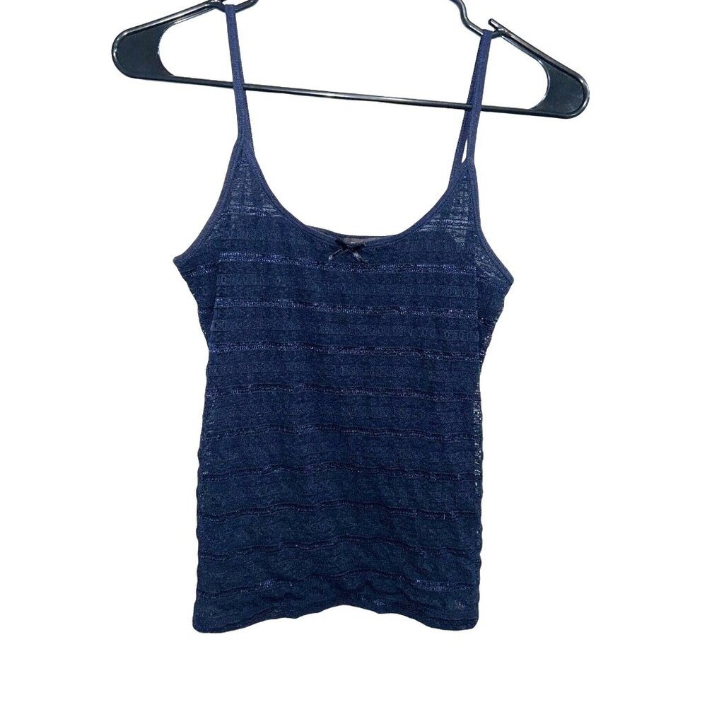 MNG By Mango Womens Navy Lace Cami Top Sleeveless Spaghetti Straps Sz M